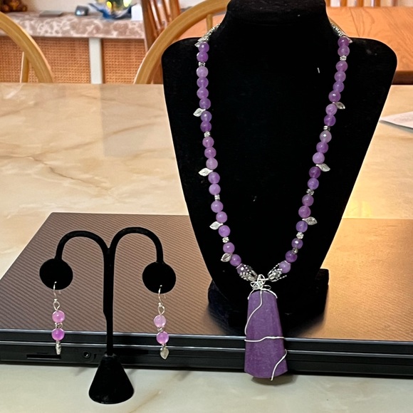 Jewelry - Artisan Created Jade and Sterling Silver Necklace and Earrings Set